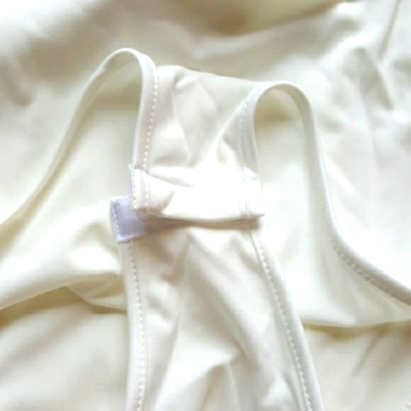 White embroidered off shoulder onepiece bodysuit - Picture 6 of 6